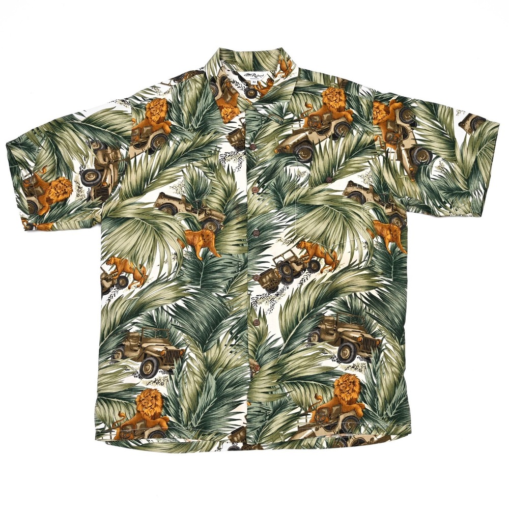 Tori Richard Men's Jungle Sarari Lions Hawaiian Medium Rayon Button Up Casual - Picture 2 of 9